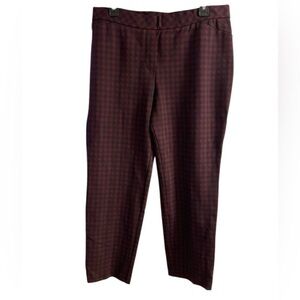 J Jill ponte knit slim leg burgundy checkered pants Large petite NWT